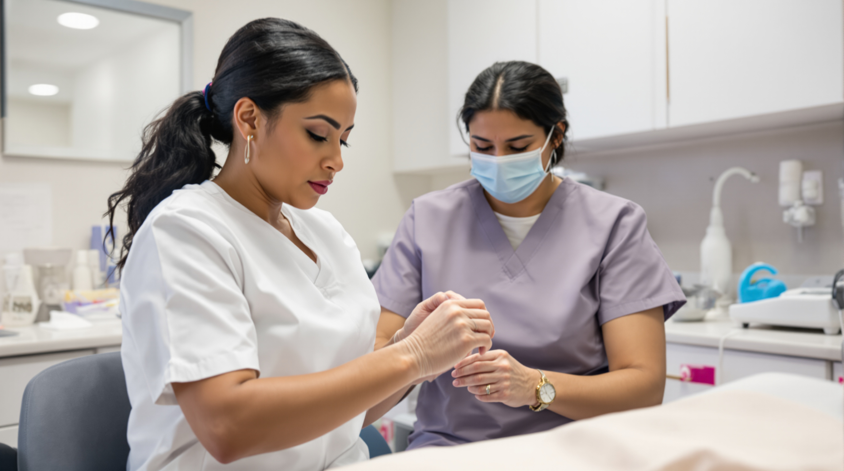 A spotless modern accredited operating suite in soft daylight